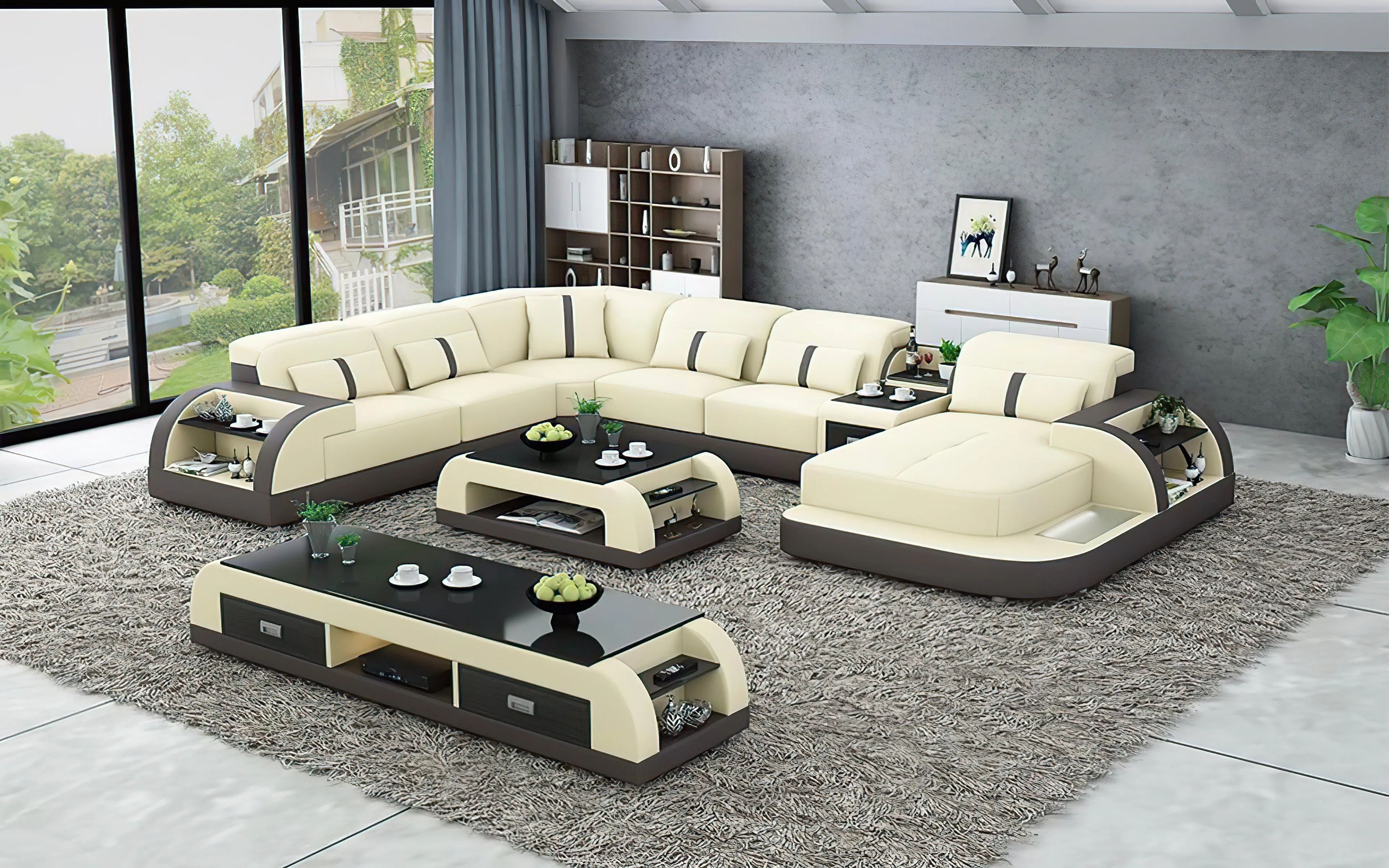 Blaylock Modern Sectional Sofa with LED Light