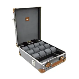 Centenary · 12-Slot Watch Case | Grey/Caramel