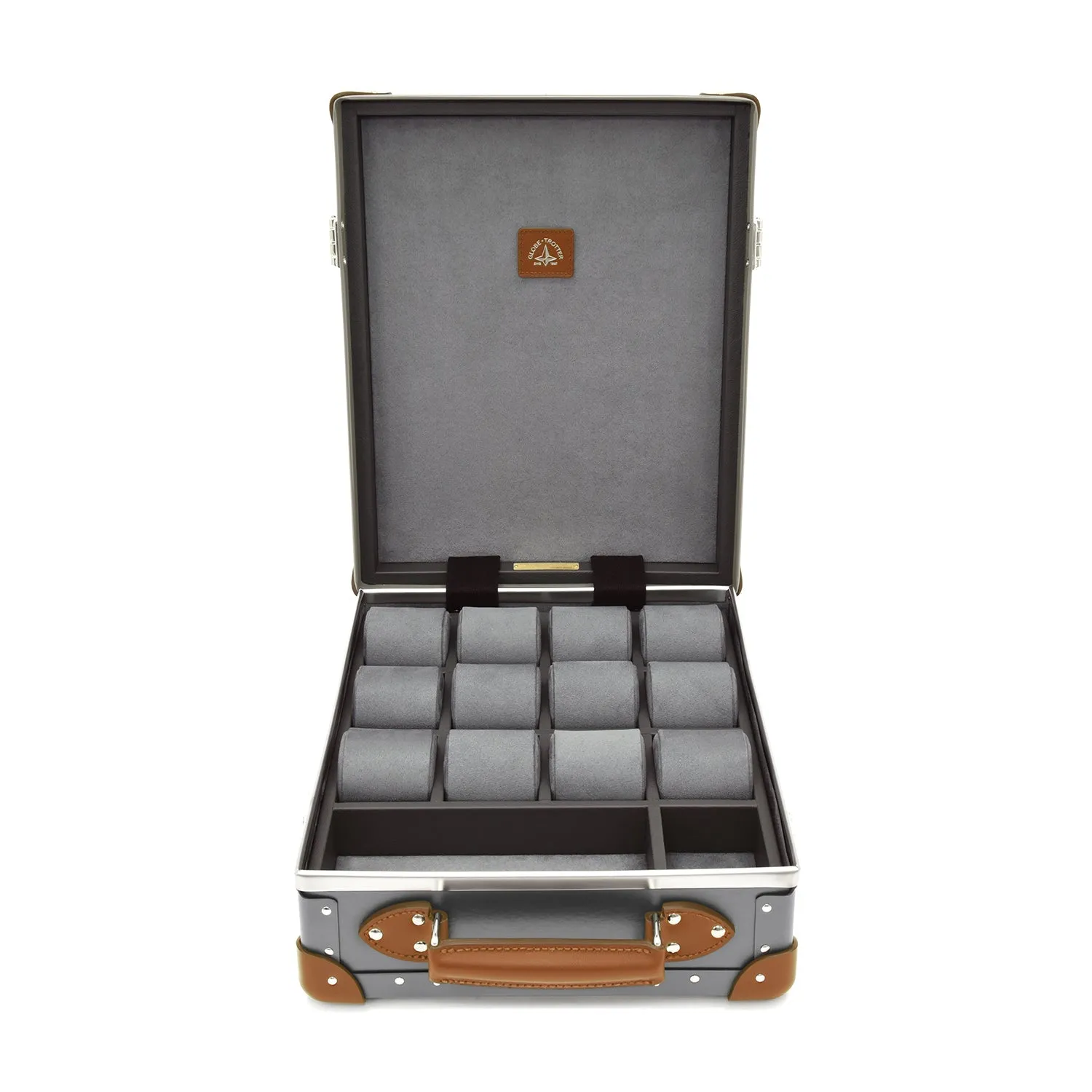 Centenary · 12-Slot Watch Case | Grey/Caramel