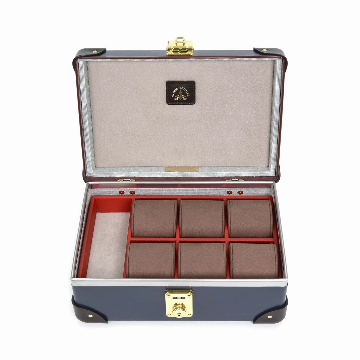 Centenary · 6-Slot Watch Case | Navy/Cocoa