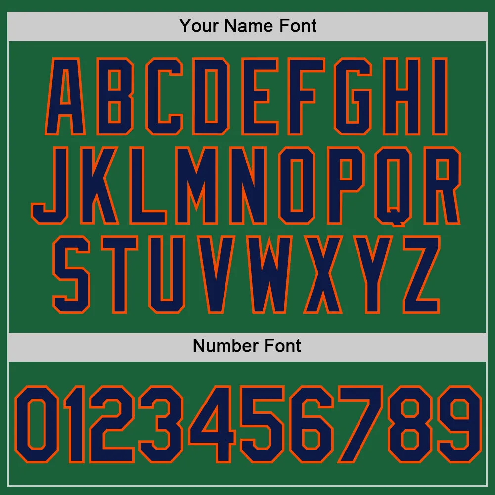 Custom Kelly Green Navy-Orange Authentic Throwback Baseball Jersey