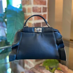 FENDI Black Leather Mini Peek a Boo Handbag