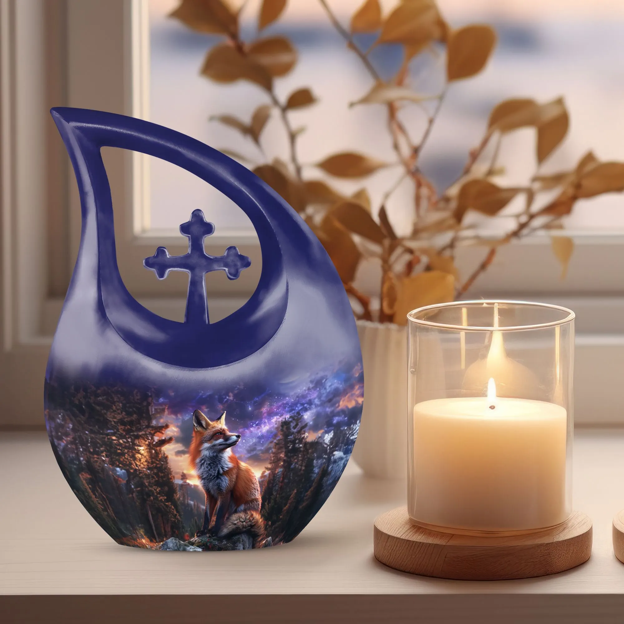 Fox Cremation Urn: Large Aluminium Creation Urn For Human Remains