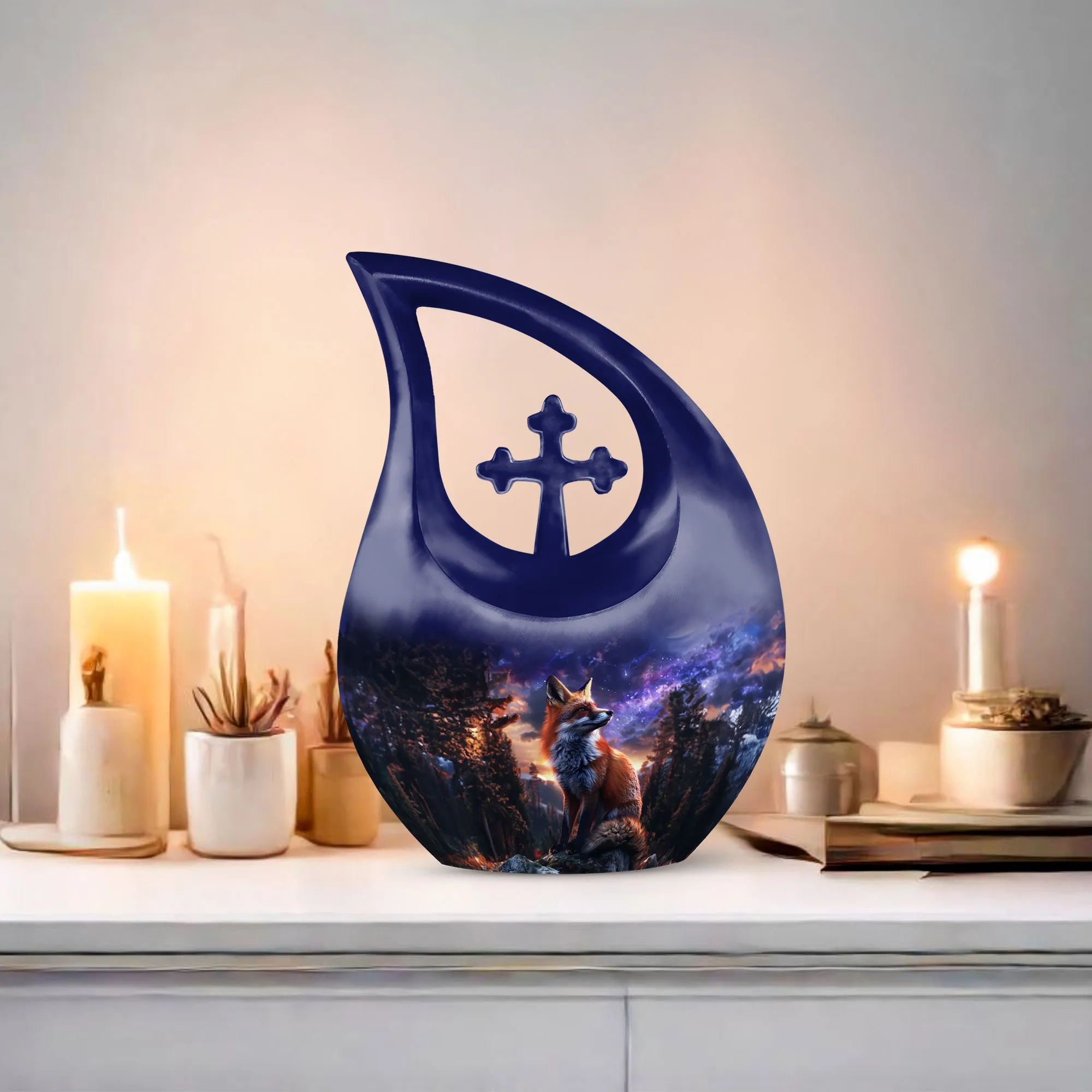 Fox Cremation Urn: Large Aluminium Creation Urn For Human Remains