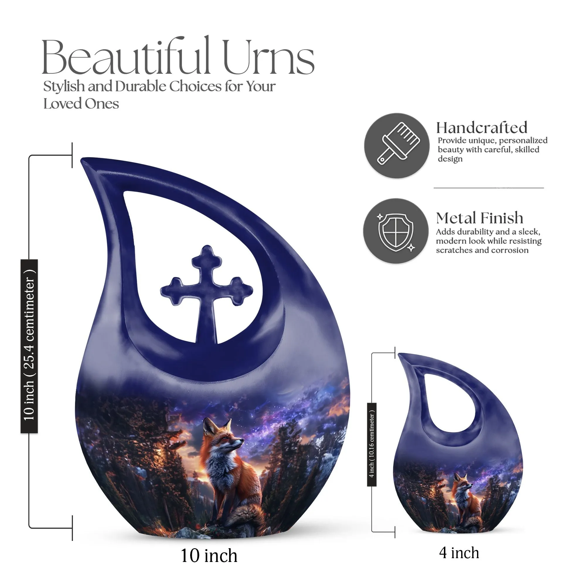 Fox Cremation Urn: Large Aluminium Creation Urn For Human Remains