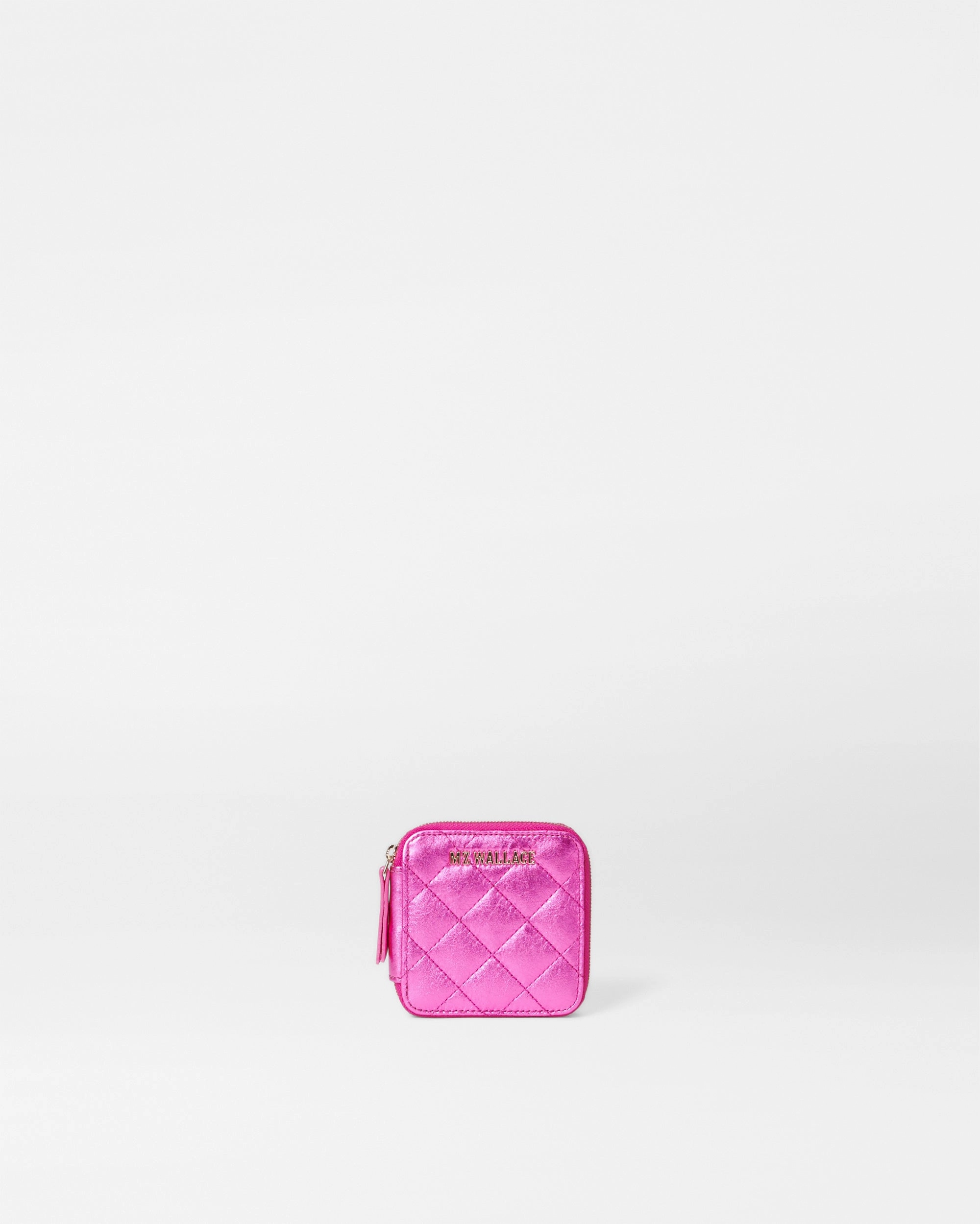 Hot Pink Metallic Leather Travel Sewing Kit