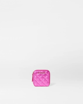 Hot Pink Metallic Leather Travel Sewing Kit
