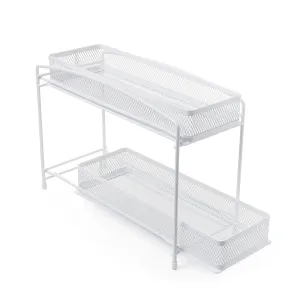 Mainstays 8001052-200 2-Tier Pull-Out Spice Organizer, White, 4.5" x 11"