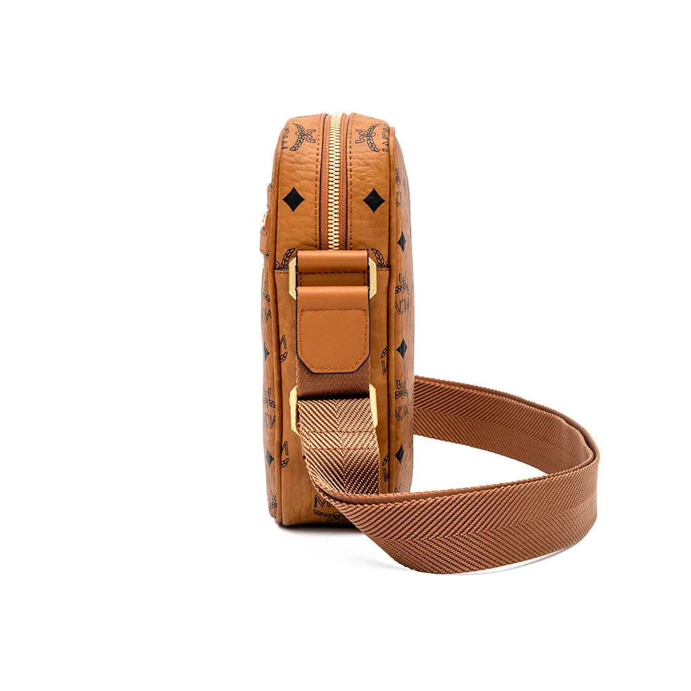 MCM Klara Visetos Crossbody Bag Cognac  Mini