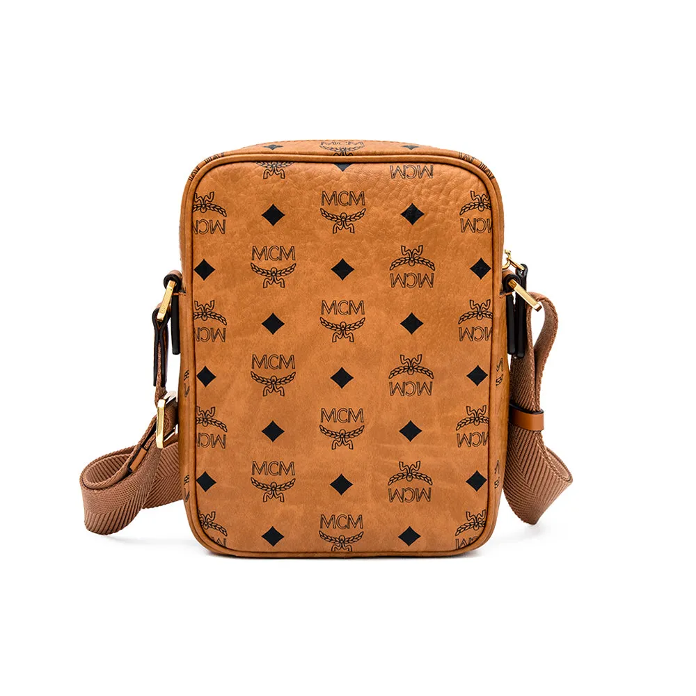 MCM Klara Visetos Crossbody Bag Cognac  Mini