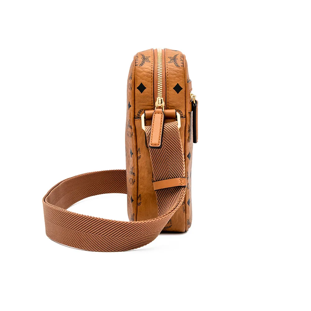 MCM Klara Visetos Crossbody Bag Cognac  Mini