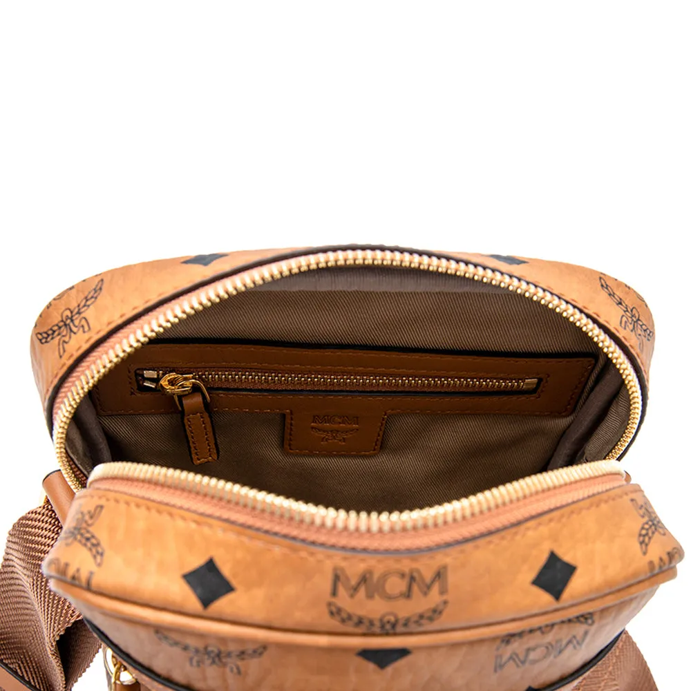 MCM Klara Visetos Crossbody Bag Cognac  Mini