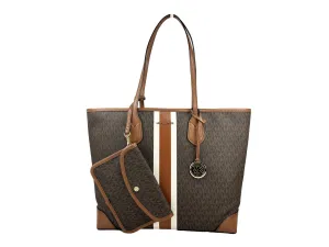 Michael Kors Eva Large Stripe Travel Tote Bag Plus Pouch Women's