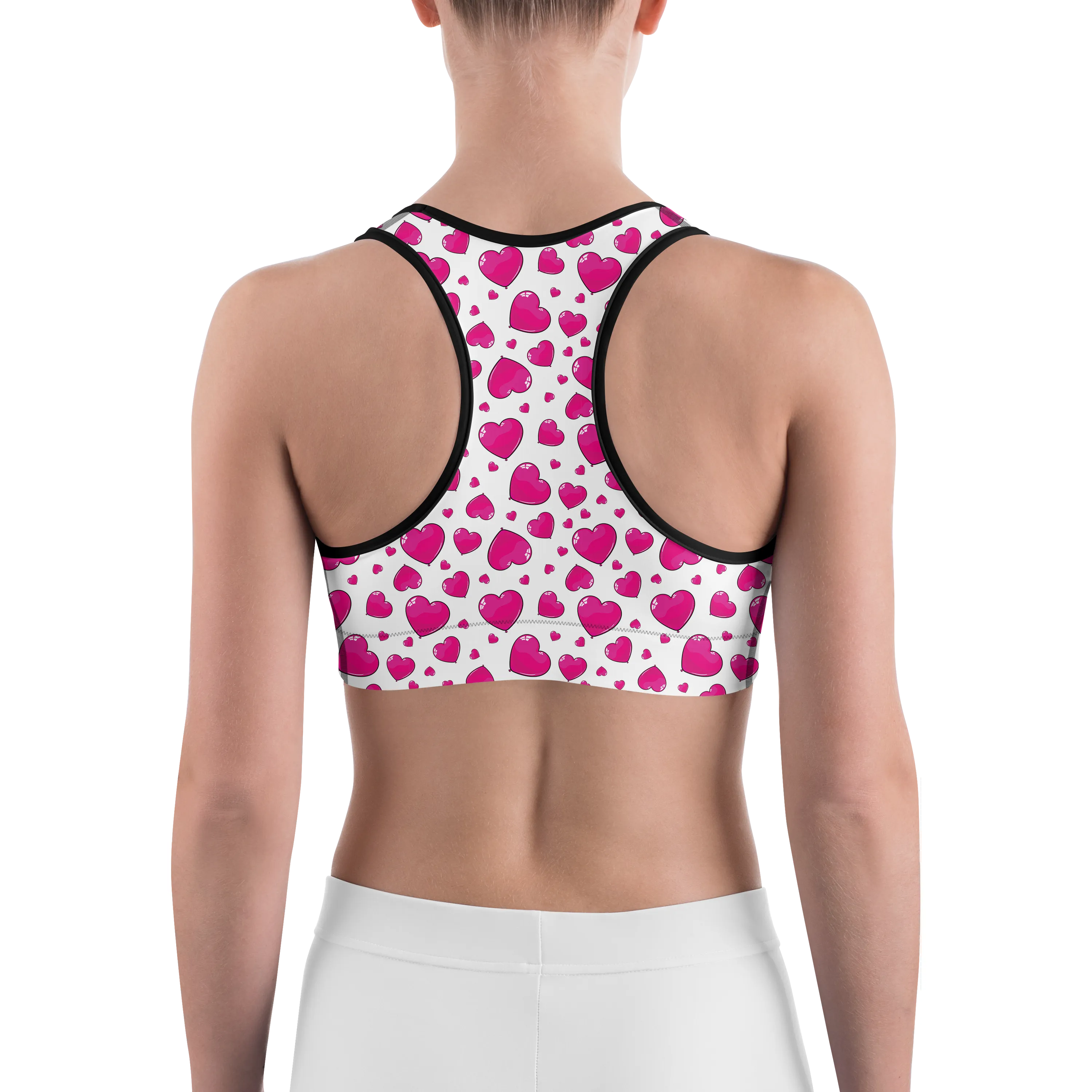 Pink Hearts Sports Bra