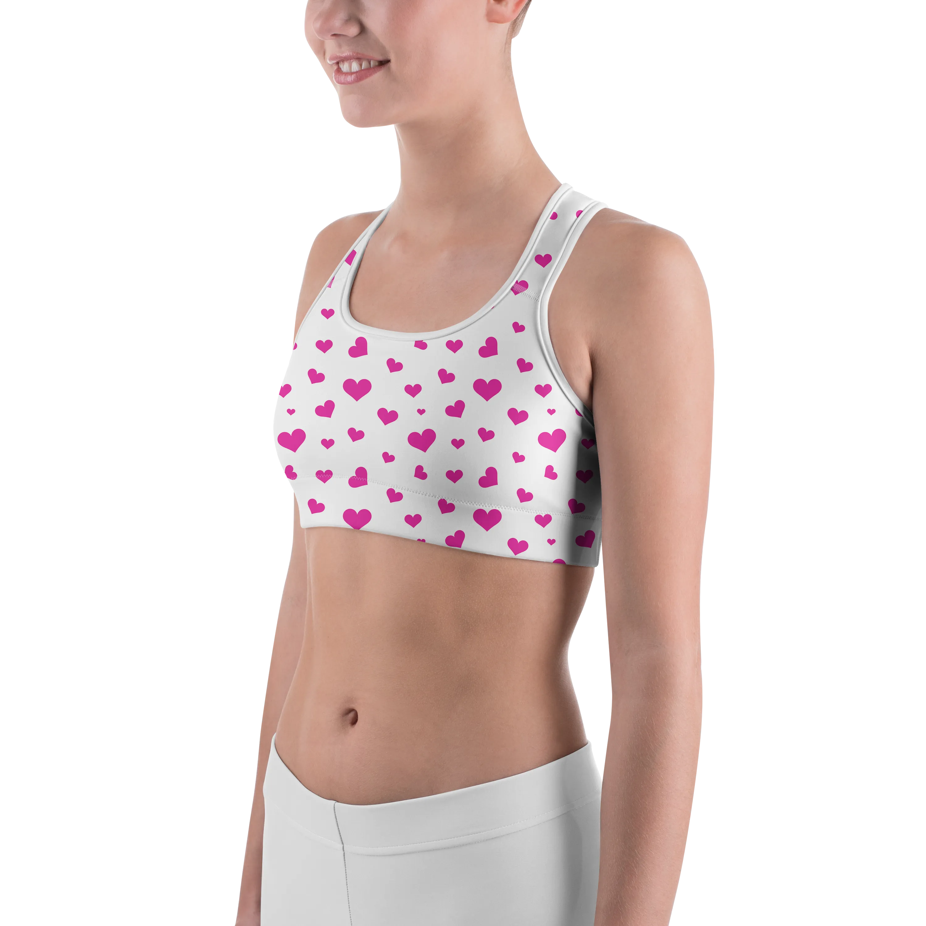 Pink Hearts Sports Bra