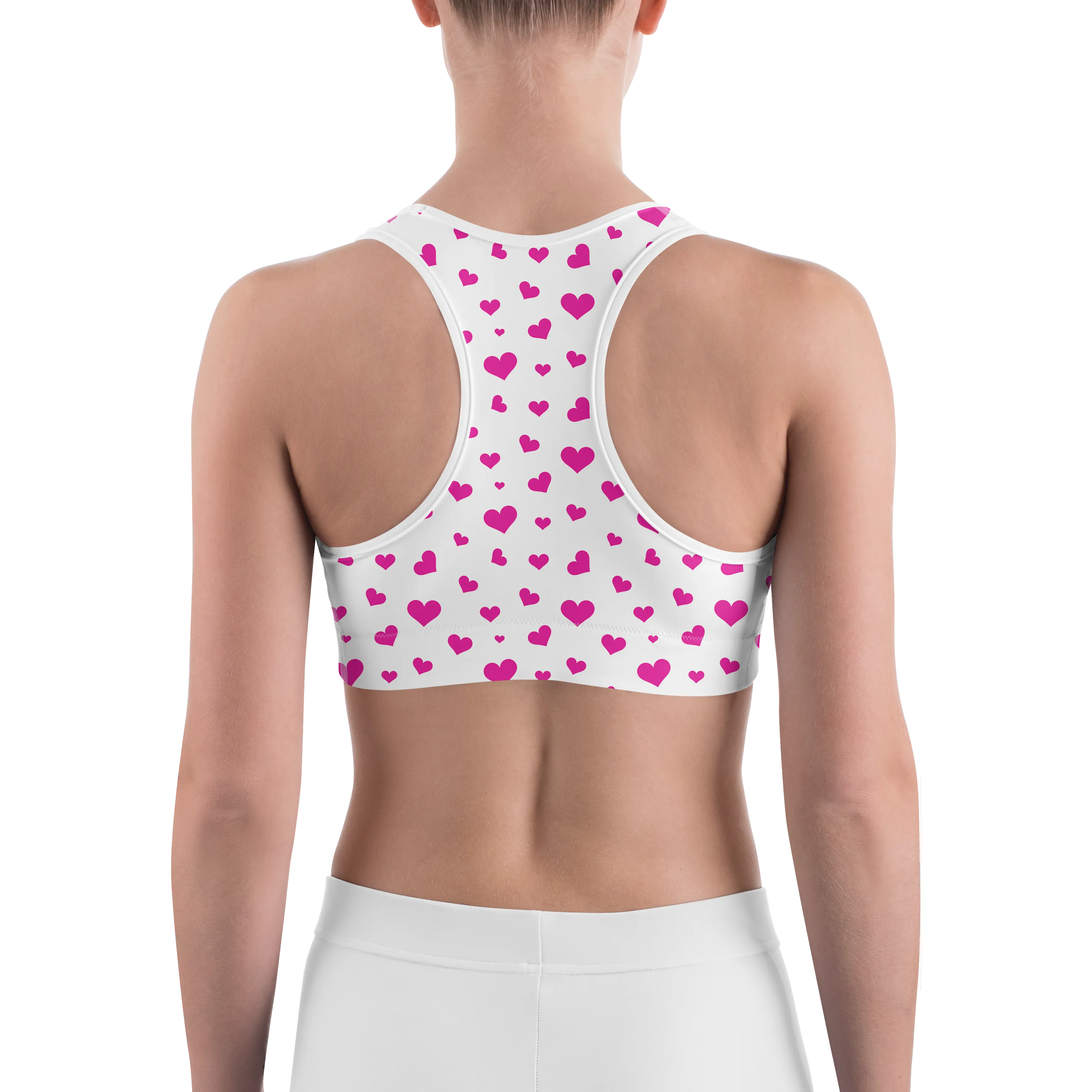 Pink Hearts Sports Bra
