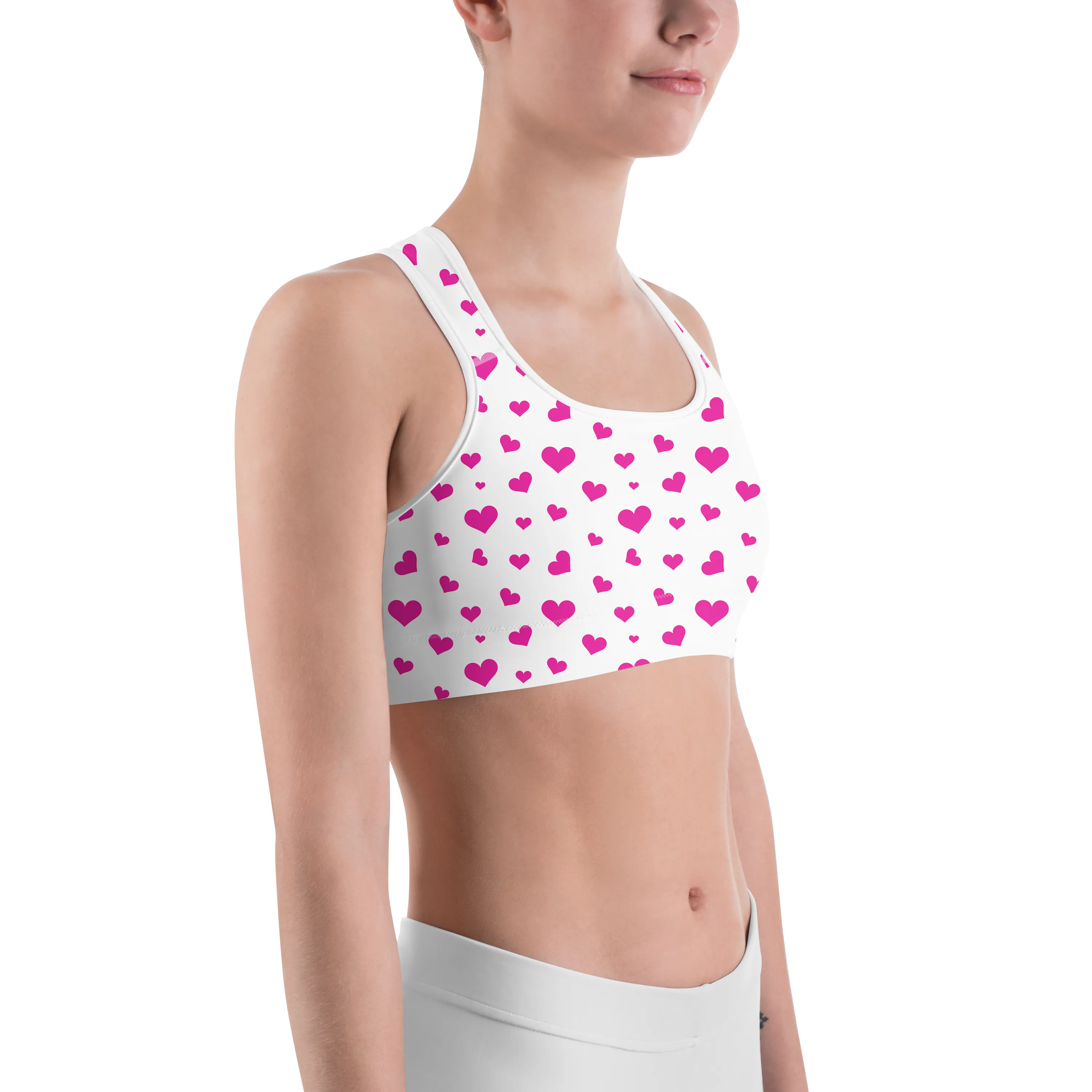 Pink Hearts Sports Bra