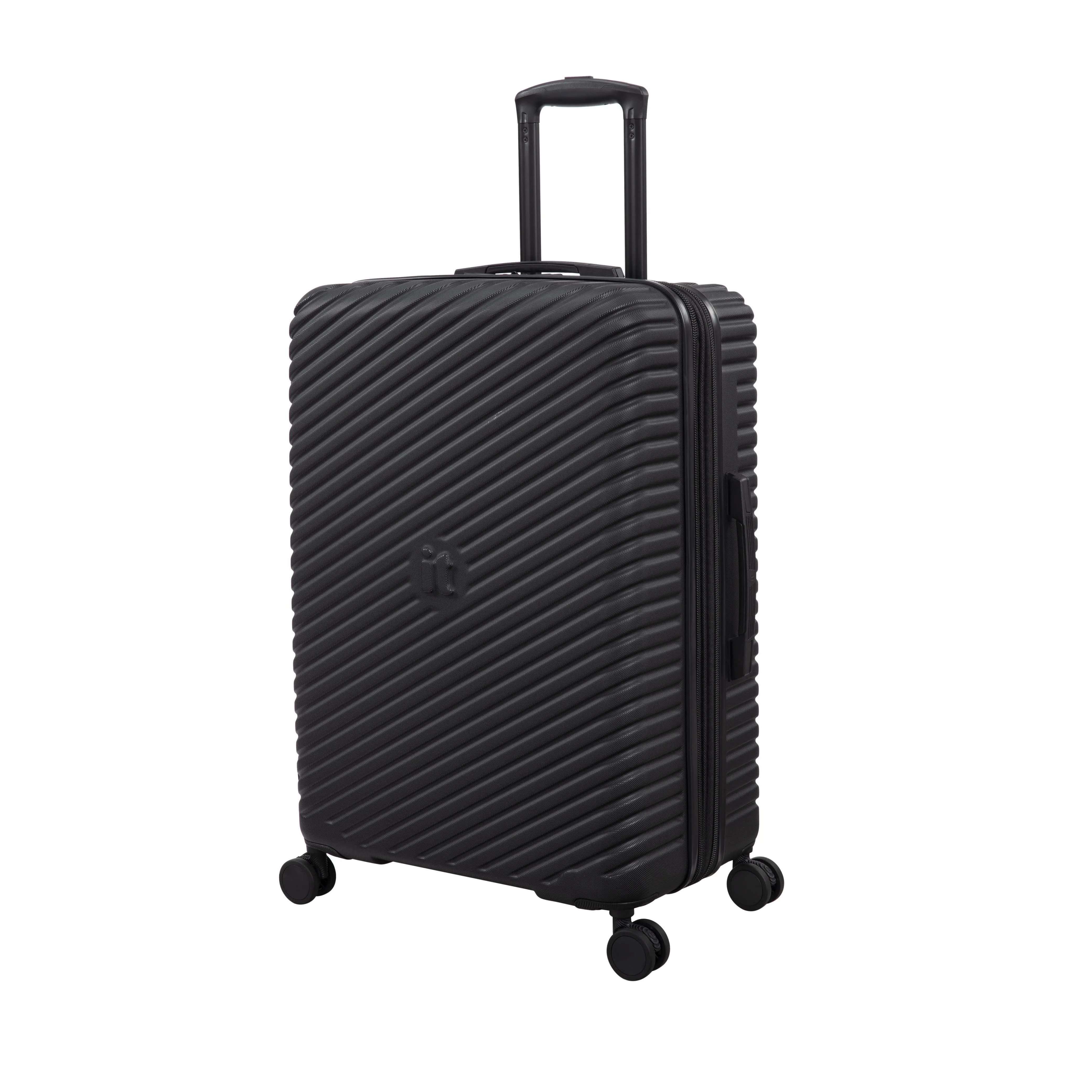Pleating 27" Hardside Checked 8 Wheel Expandable Spinner (Black)