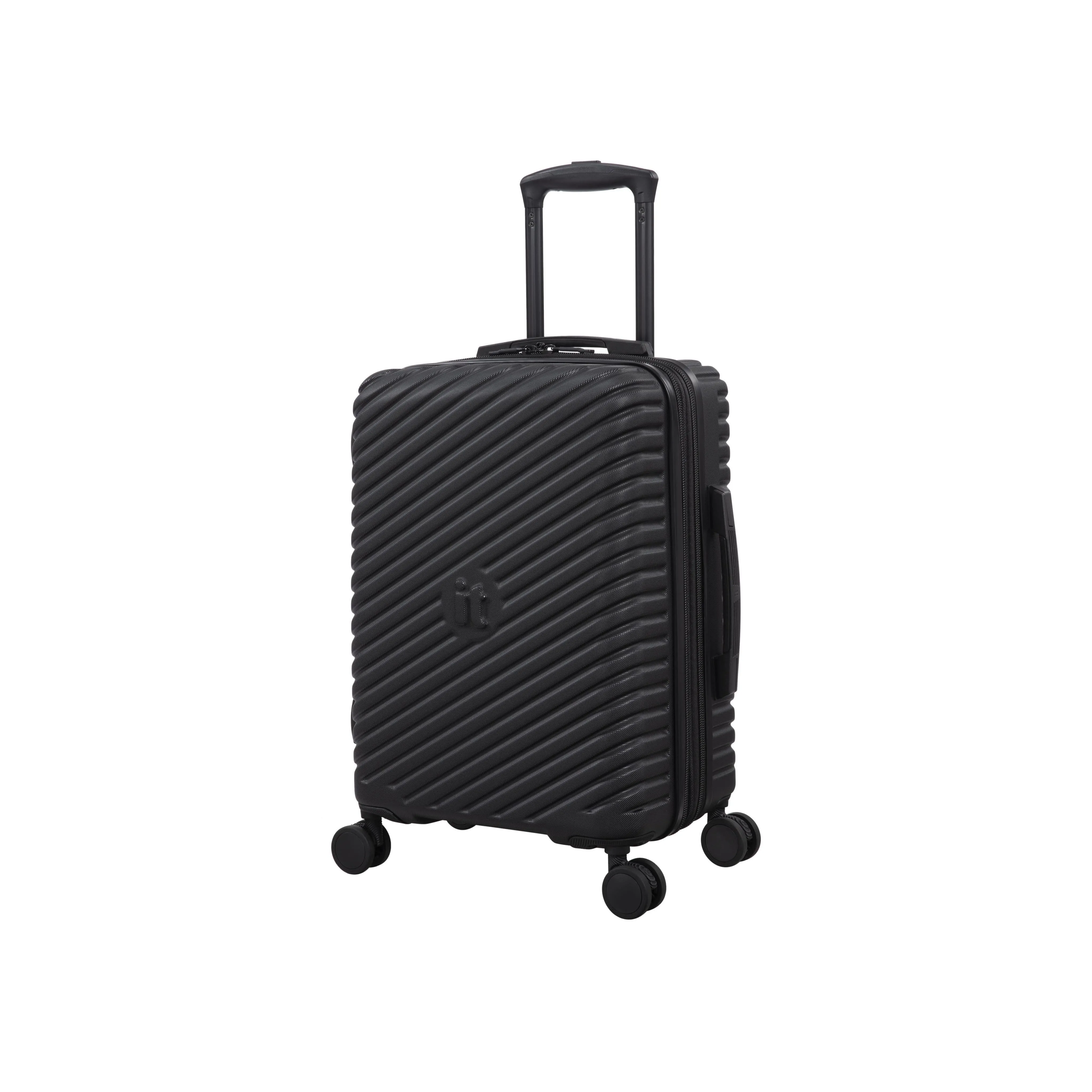 Pleating 3 Piece Hardside 8 Wheel Expandable Spinner Set (Black)