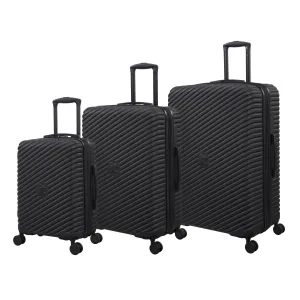 Pleating 3 Piece Hardside 8 Wheel Expandable Spinner Set (Black)