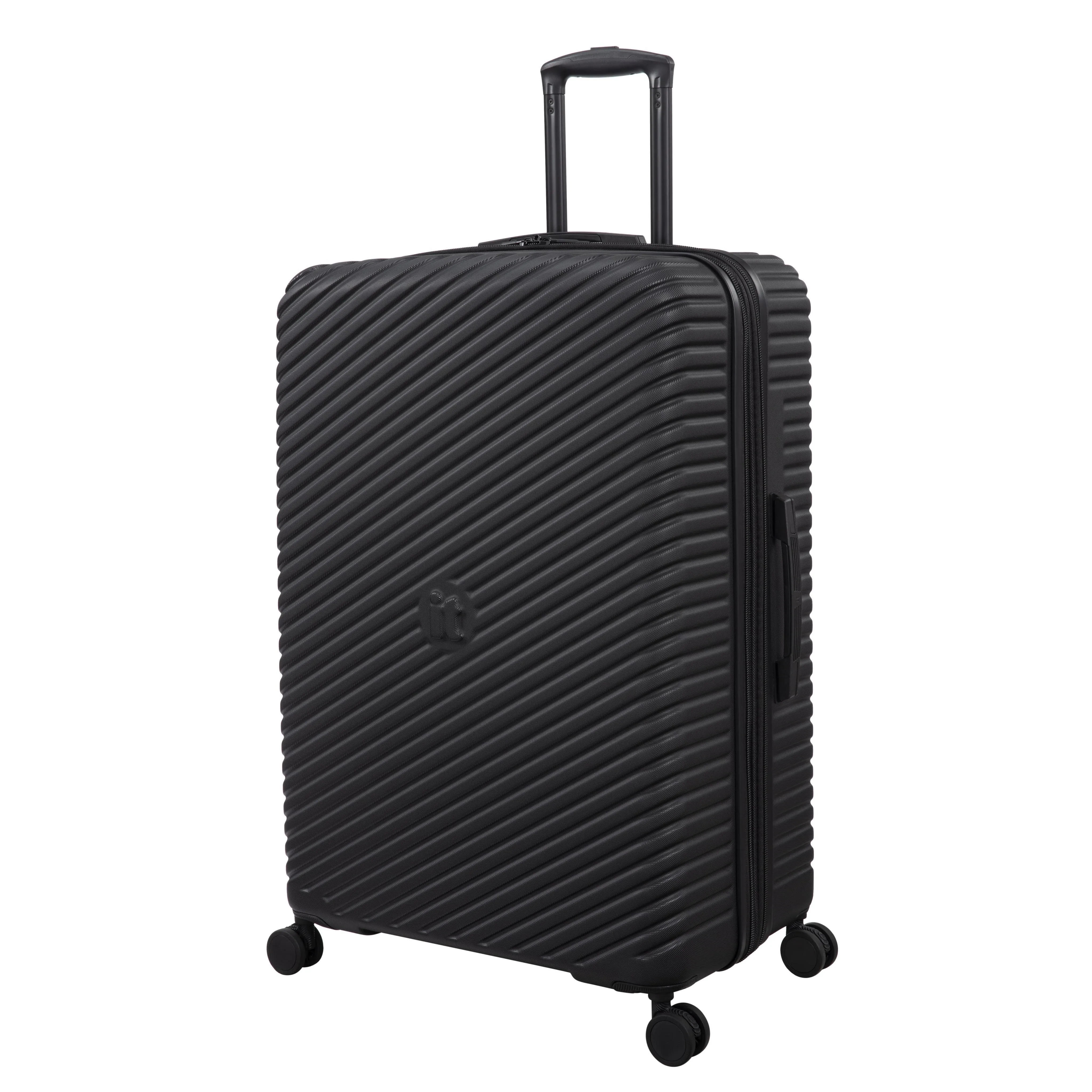 Pleating 3 Piece Hardside 8 Wheel Expandable Spinner Set (Black)