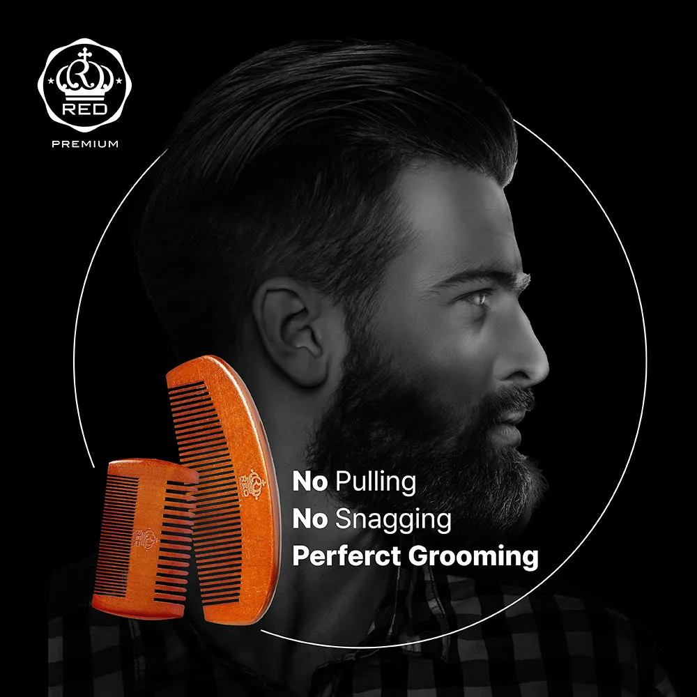Premium Wood Dual Side Beard Comb by Red by Kiss [HM68]
