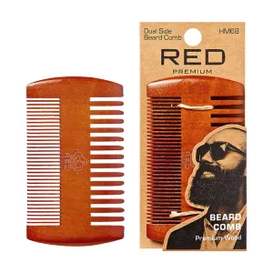 Premium Wood Dual Side Beard Comb by Red by Kiss [HM68]
