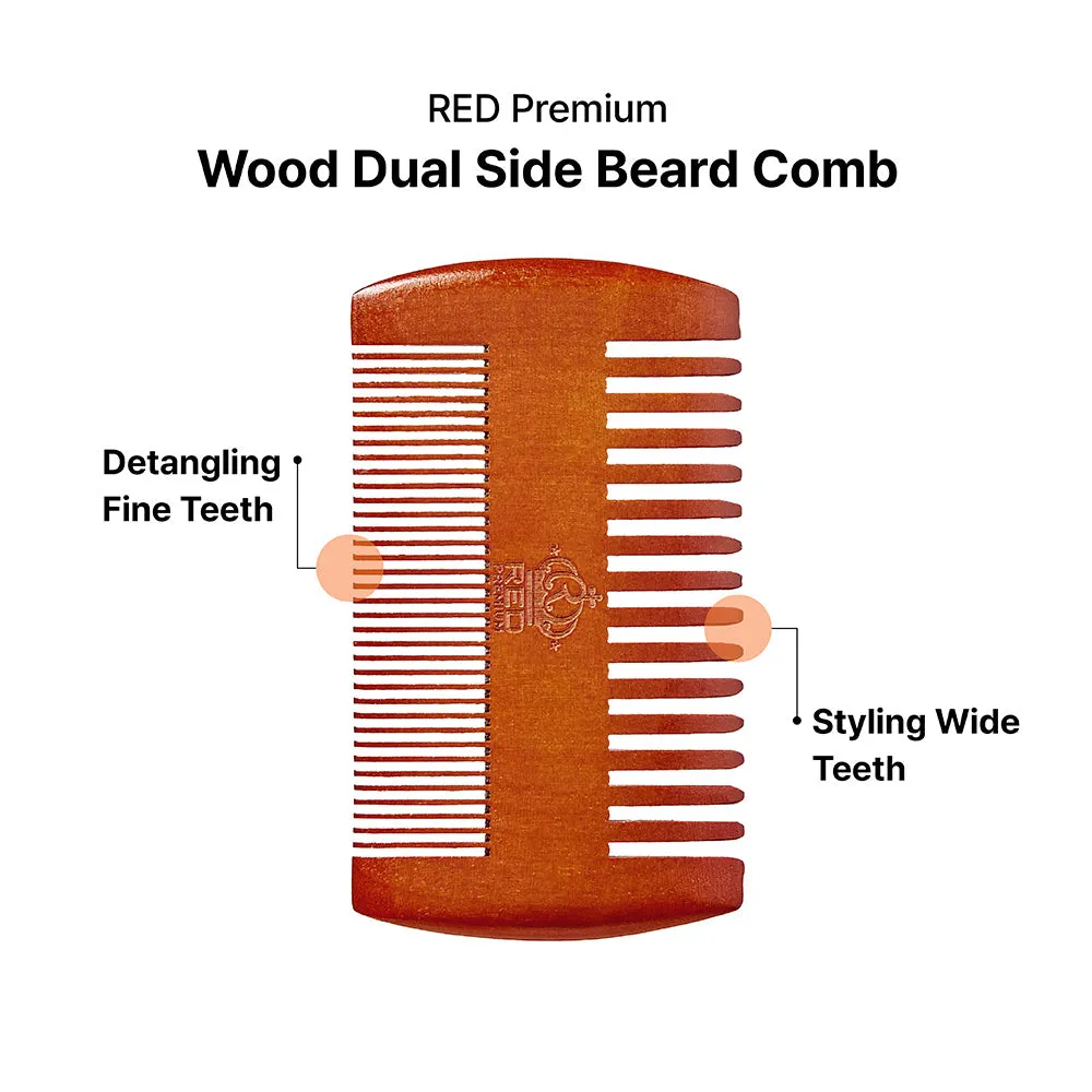 Premium Wood Dual Side Beard Comb by Red by Kiss [HM68]