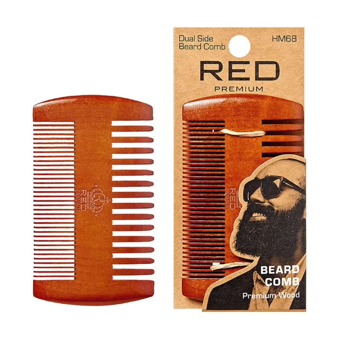 Premium Wood Dual Side Beard Comb by Red by Kiss [HM68]