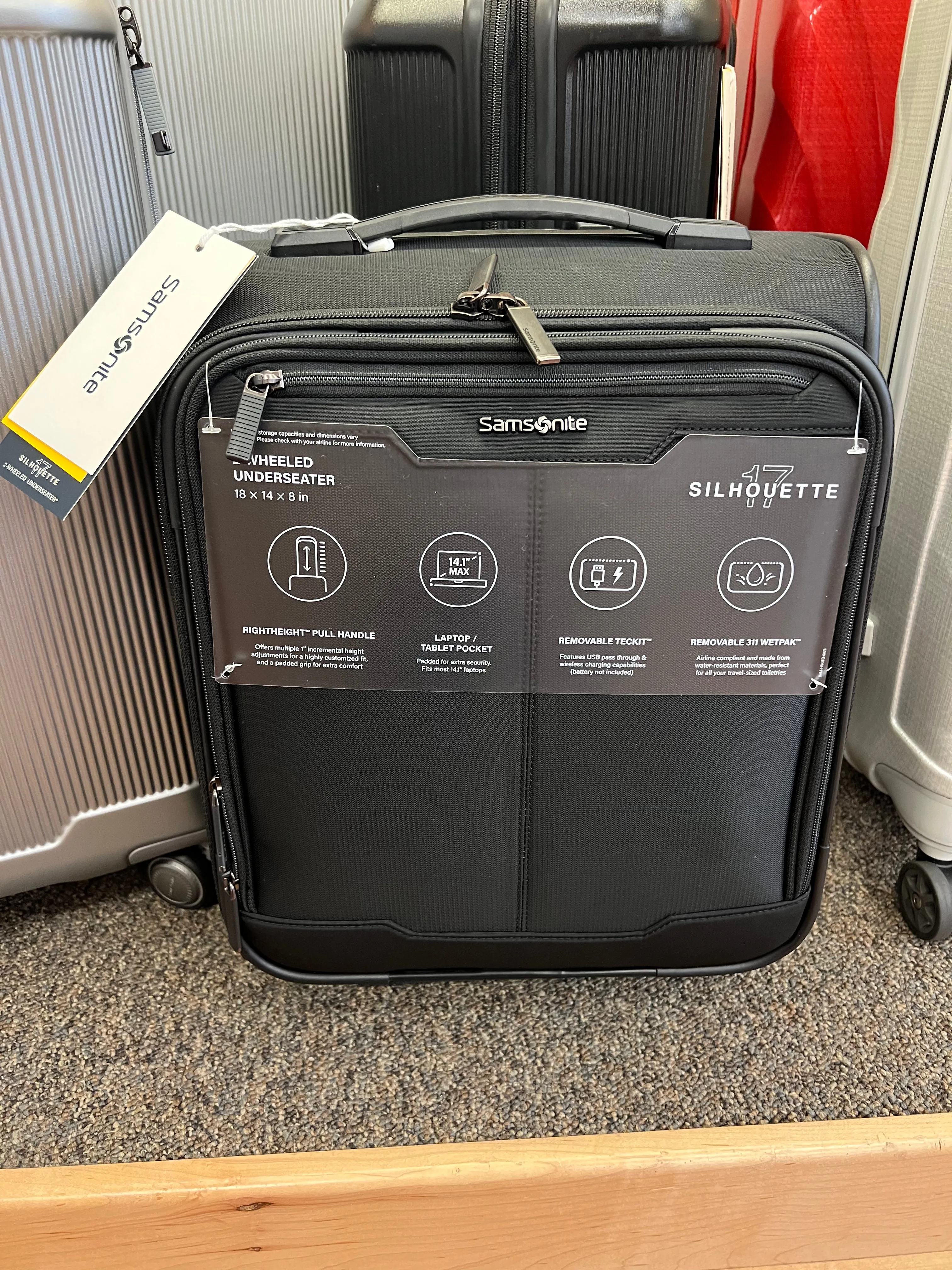 Samsonite Silhouette 18” Softsided 2-Wheeled Underseat Carry-On with Stack-It™ Strap- FLOOR MODEL- last one in stock- $190