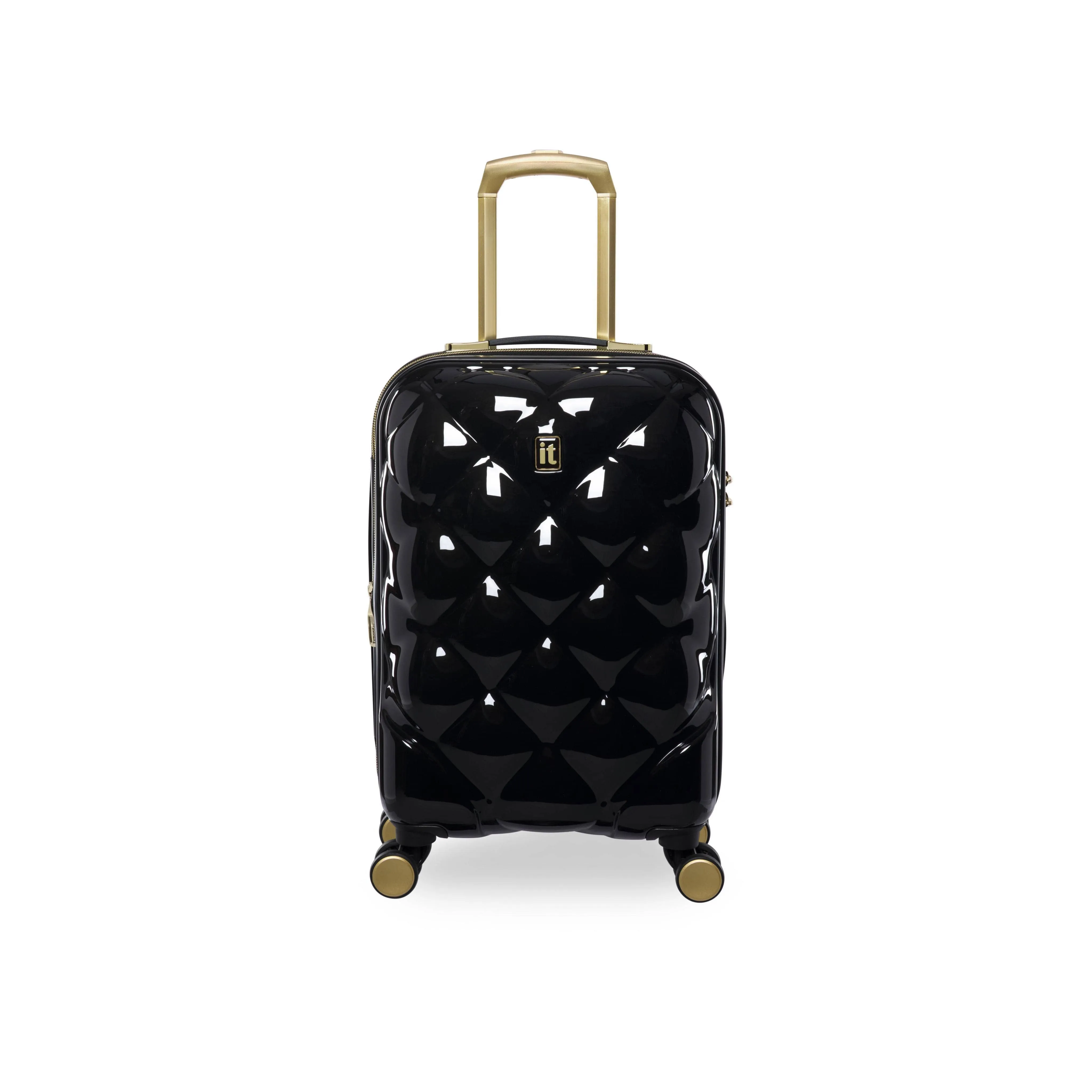St. Tropez Trois Hardside 3pc 8 Wheel Expandable Spinner Set (Black w Gold)