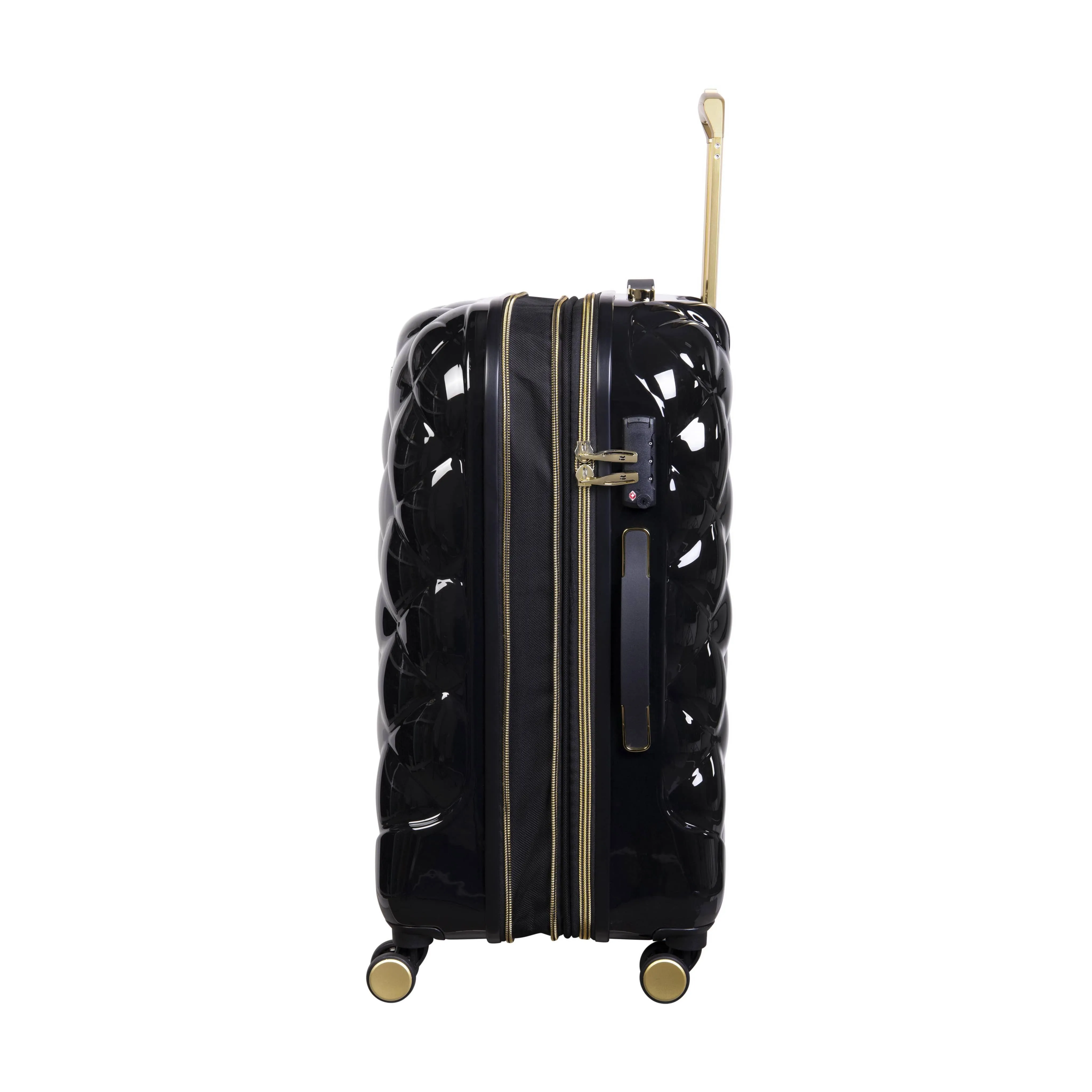 St. Tropez Trois Hardside 3pc 8 Wheel Expandable Spinner Set (Black w Gold)