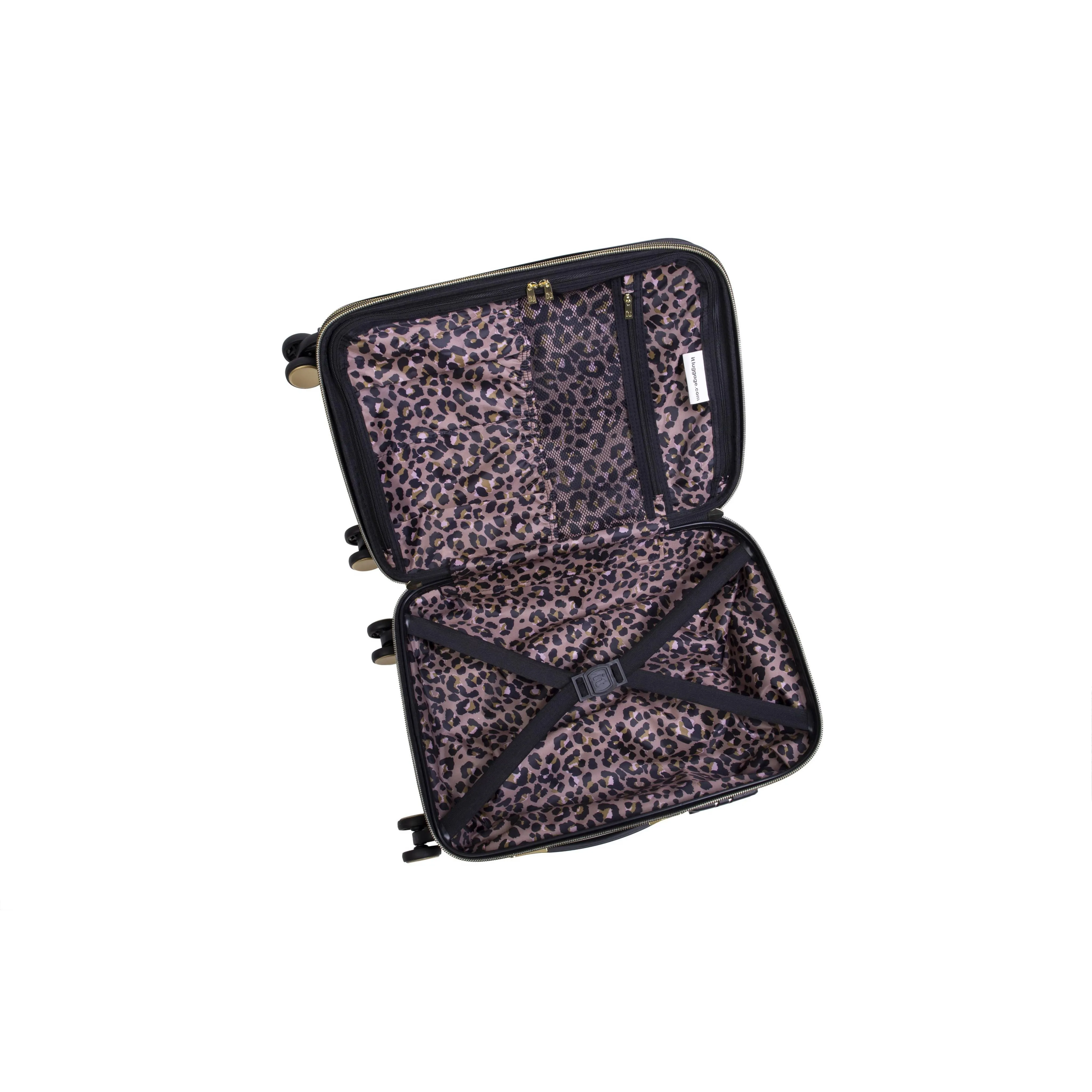 St. Tropez Trois Hardside 3pc 8 Wheel Expandable Spinner Set (Black w Gold)