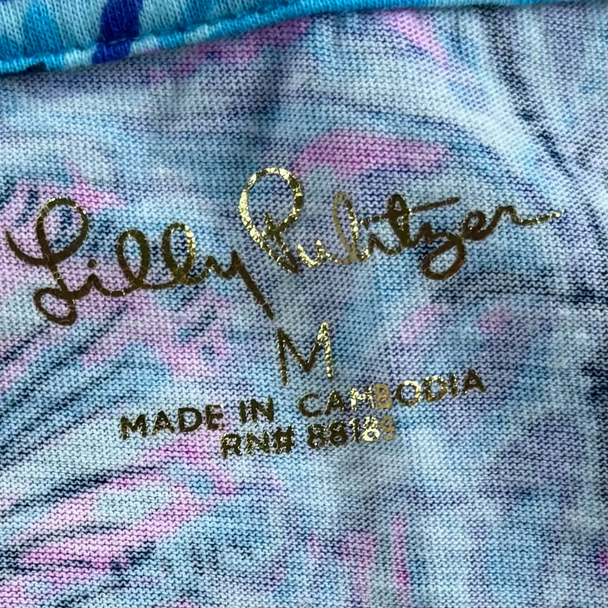 Top Short Sleeve Designer By Lilly Pulitzer In Blue & Purple, Size: M