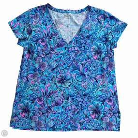 Top Short Sleeve Designer By Lilly Pulitzer In Blue & Purple, Size: M
