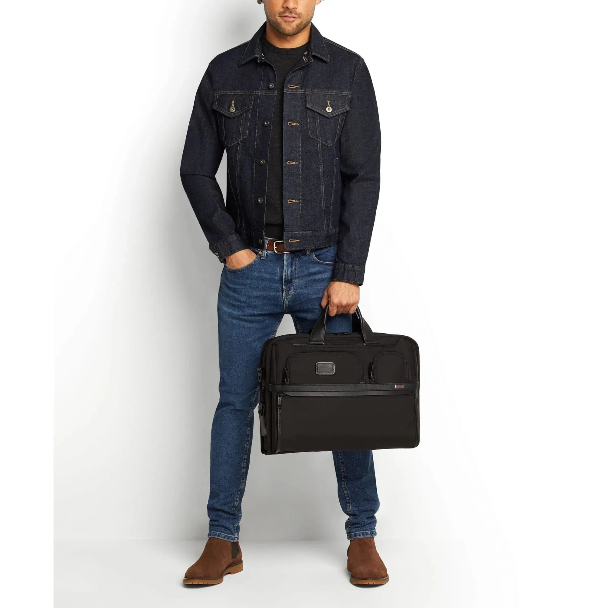 TUMI Alpha 3 Compact Large Screen Laptop Zippered Briefcase