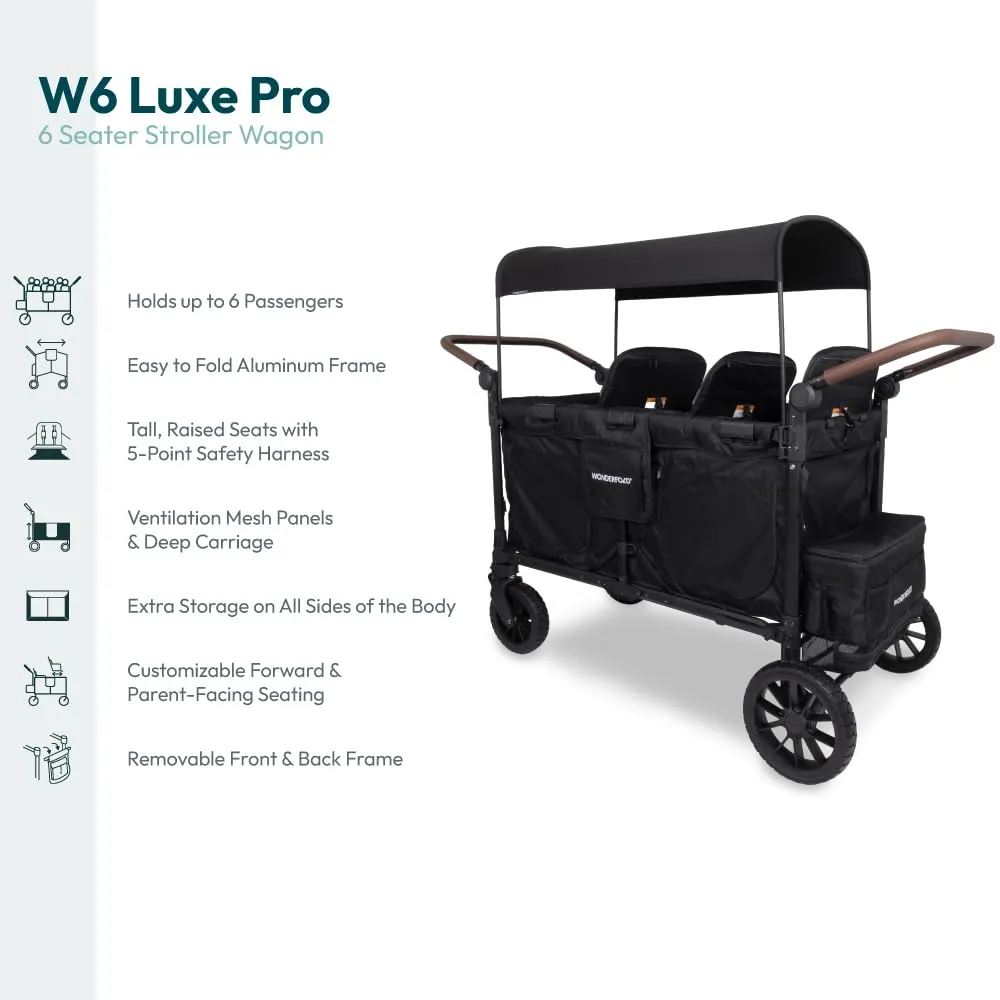 Wonderfold W6 Luxe Pro (6-Seater) Stroller Wagon (Jet Black)