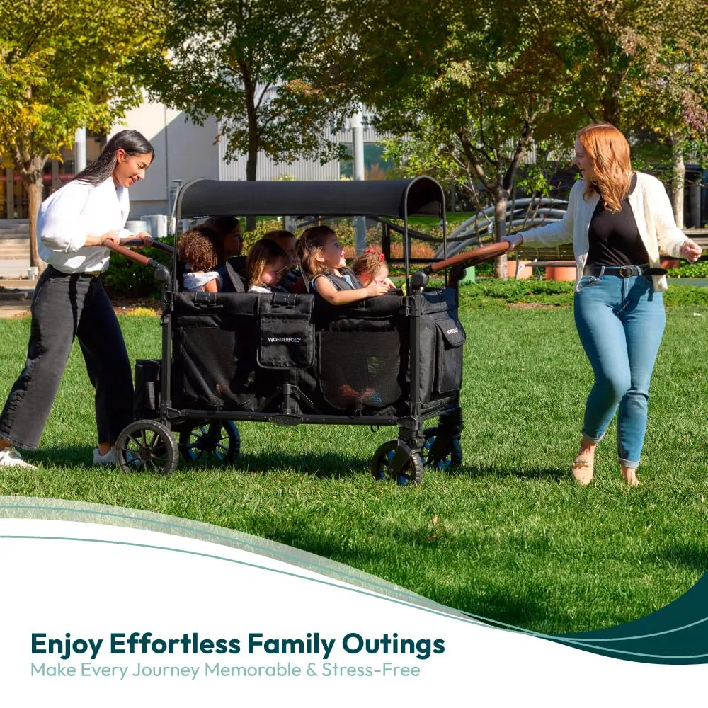 Wonderfold W6 Luxe Pro (6-Seater) Stroller Wagon (Jet Black)