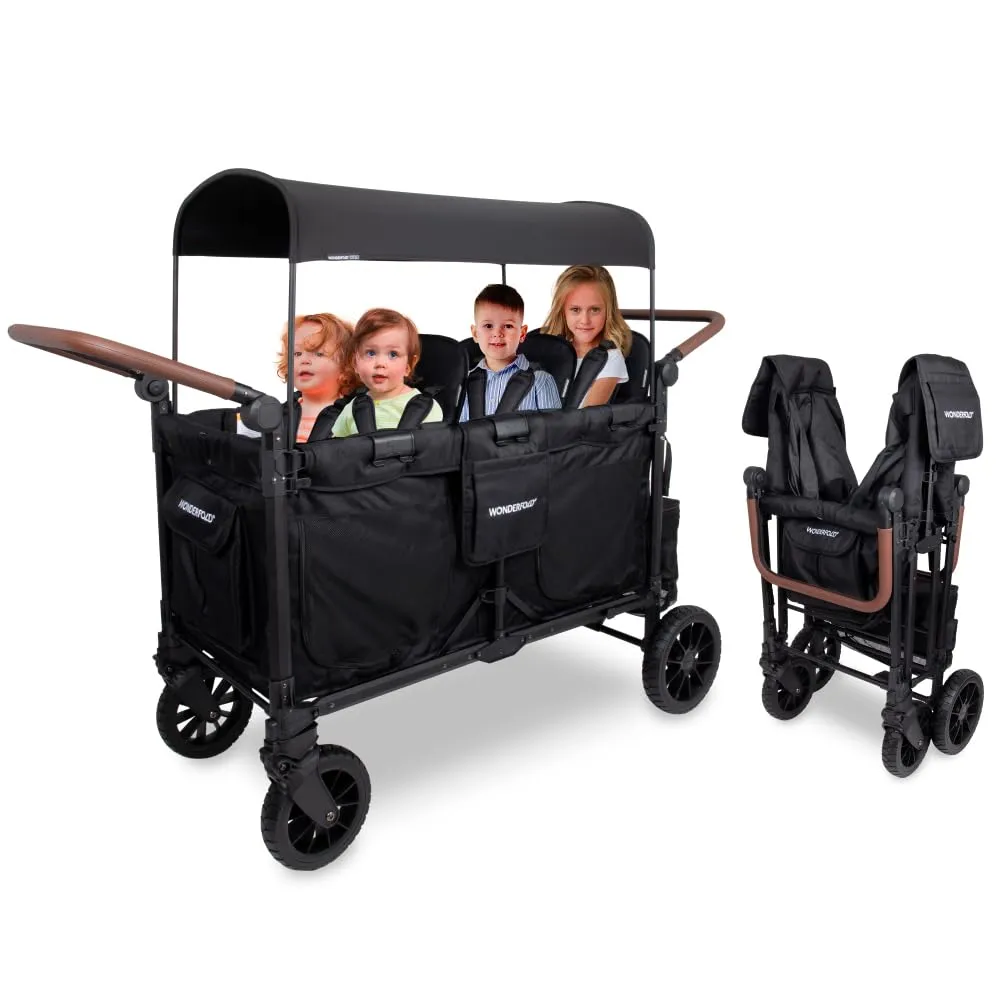 Wonderfold W6 Luxe Pro (6-Seater) Stroller Wagon (Jet Black)